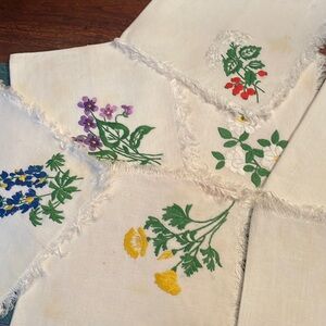 8 exquisite hand embroidered vintage napkins